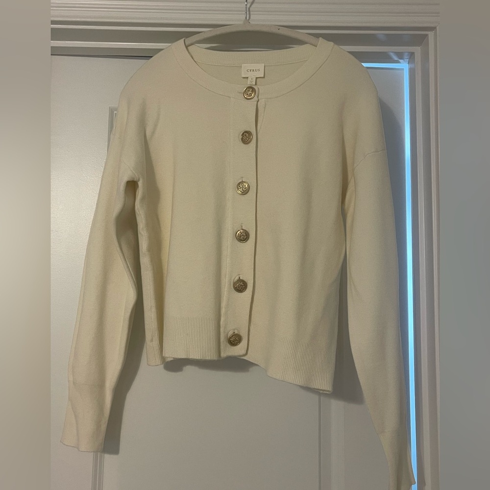 Cyrus Cream Cardigan with Gold Buttons